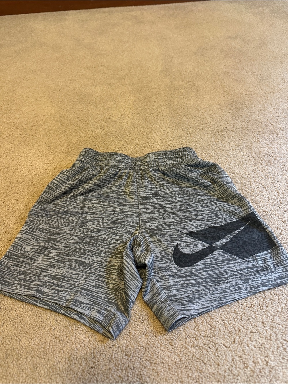 Nike Kids Grey Marled Athletic Shorts with Black Swoosh